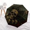 Skull and Laurel Wreath Circular Wall Art Umbrella, Portable 3-Fold Compact Umbrella for Men & Women R119
