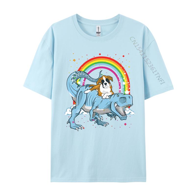 Boxer reitet Dinosaurier T Rex Hundeliebhaber T-Shirt Lustige Herren T-Shirts Baumwoll-T-Shirts Fitness Lustige T-Shirts Herren