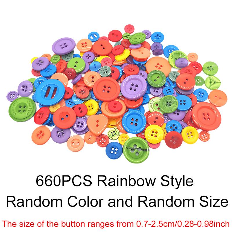 

660pcs Round Button Mixed Sizes Multiple Colors Plastic Buttons Handmade Buttons DIY Handicrafts Material Sewing Accessories ZYF