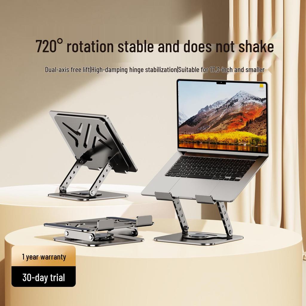 Adjustable Laptop Metal Stand with 360° Rotation and Telescopic Heightening Feature