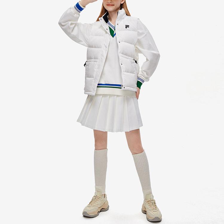 Fila Fusion Loose Warm Stand Collar Down Vest Women vests Standard-White T11W243905F-WT