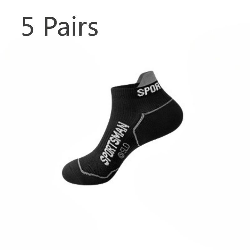 

5 пар мужских носков из чистого хлопка с дезодорантом для профессионального спорта, марафона, баскетбола, бега, лодки 5 Pairs чёрный