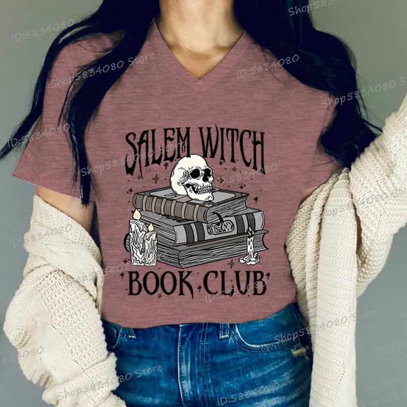 Witch Book Club Shirt for Women Bookish Halloween TShirt Spooky Book Lover Graphic Tee Top Spooky Season Reader Gift Tshirts S