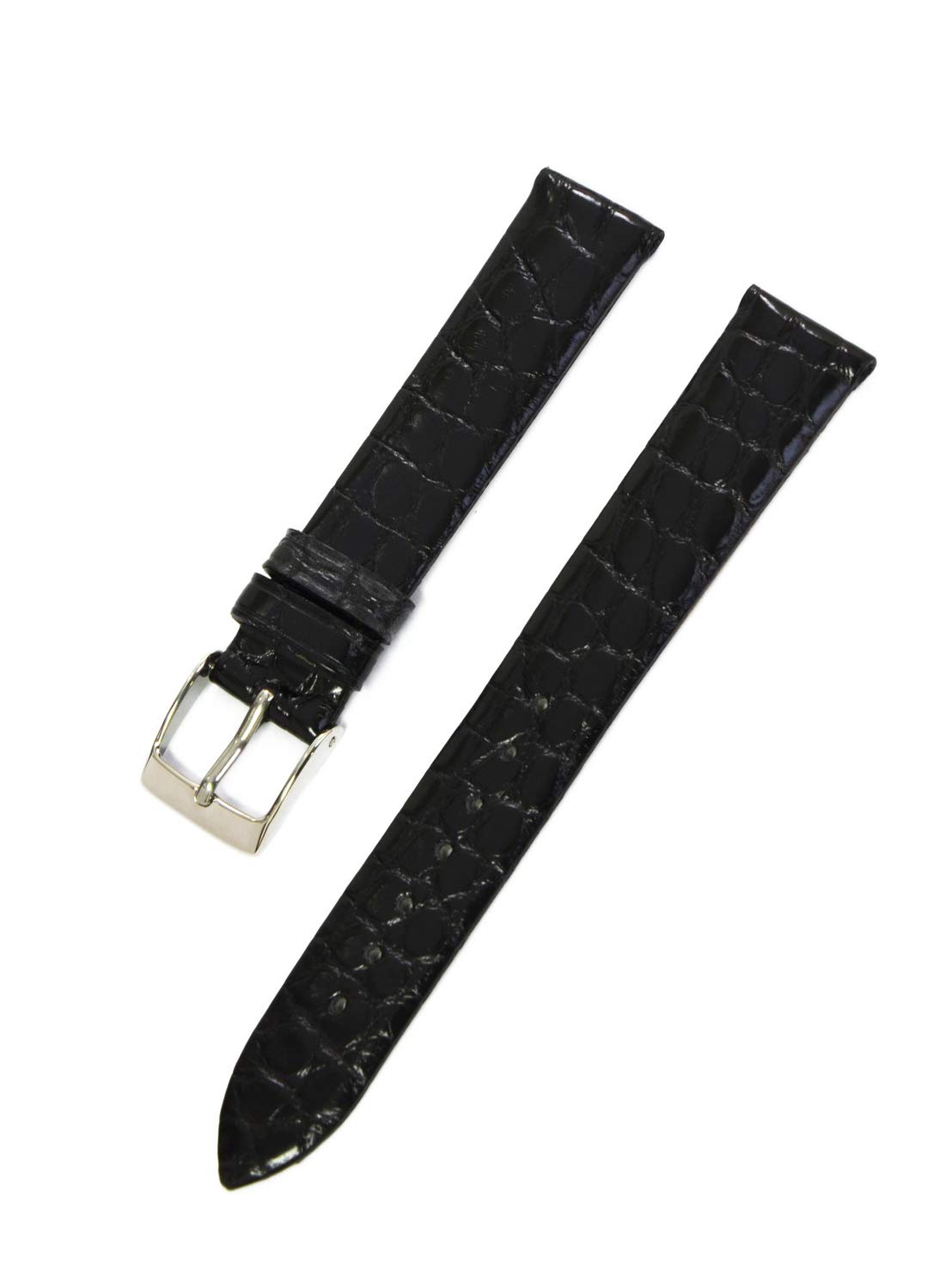 

CASSIS Alligator (crocodile leather) Watch Strap RIOM shiny 15mm Black with Replacement Tool D0000B68019015M