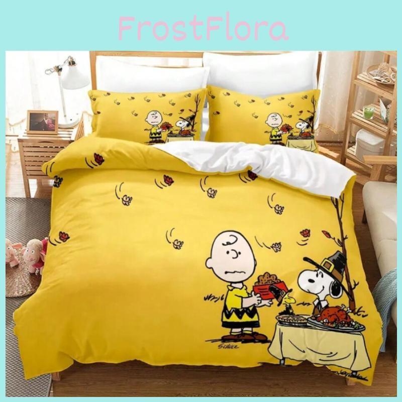 Digital Cartoon Print Duvet Cover Pillowcase Set Bedroom Gift Bedding