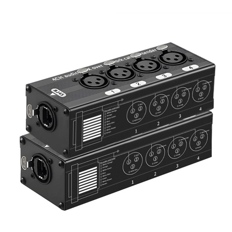 Professional 4 Port XLR Over Ethernet Converter For Noise Less Auditory Transmission Auditory Extender