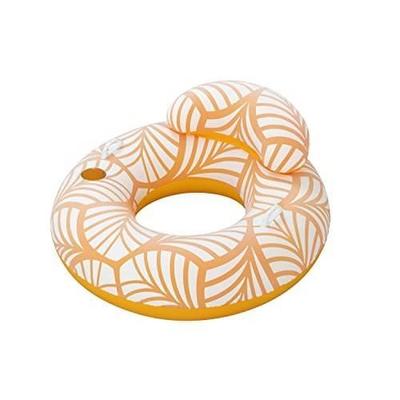 Schwimmring - BESTWAY - Comfort Plush Deluxe - Orange/Weiß - Kopfstütze - Getränkehalter