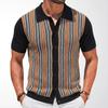 Camicie a Maniche Corte in Maglia da Uomo Casual Traspiranti a Bottoni con Colletto a Righe Top per Vacanze Estive Vintage in Maglia Camicie da Golf da Spiaggia Top per Uomo