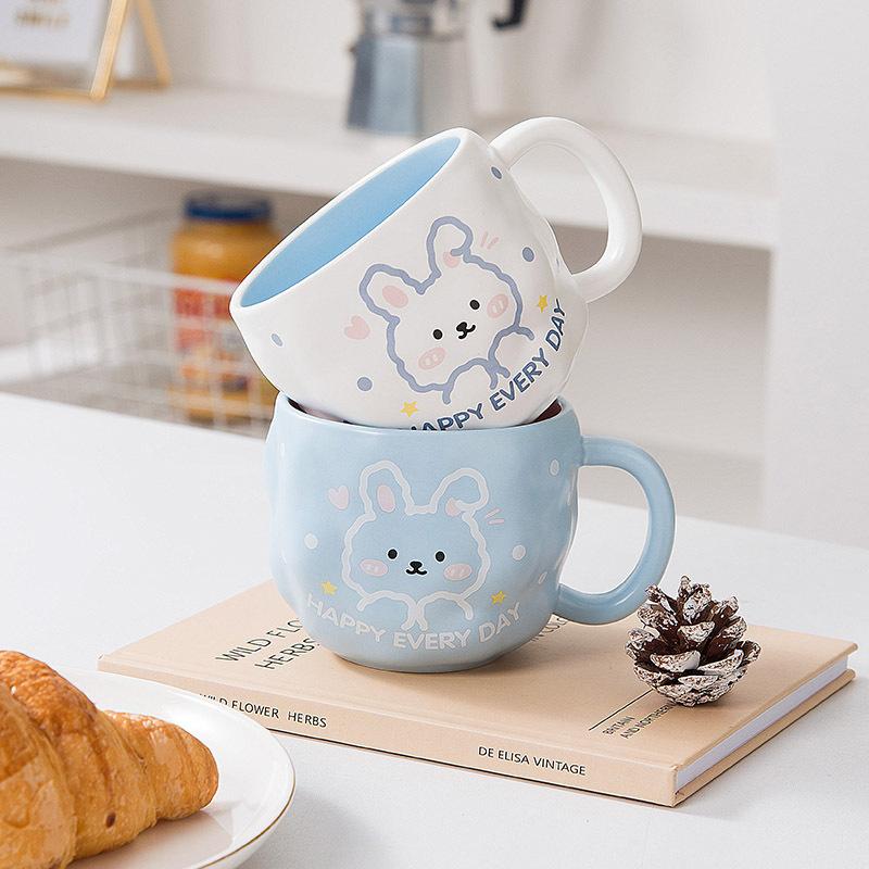 Soft Cute Rabbit Ceramic Mug Children's Coffee Water Cup Cute Cute Fun Home Couple Breakfast Milk Cup