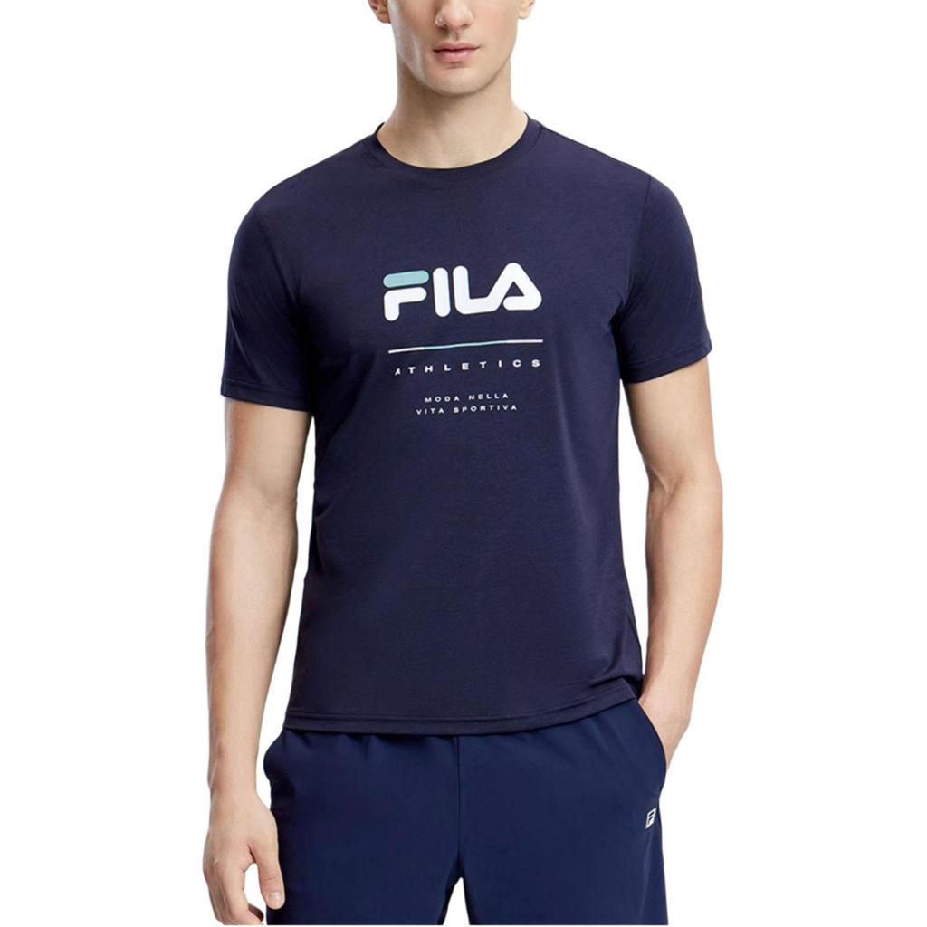 Fila Basic Simple Sports Fitness Round Neck Short Sleeve T-Shirt Men Tops Dark-Blue A11M331104FNV