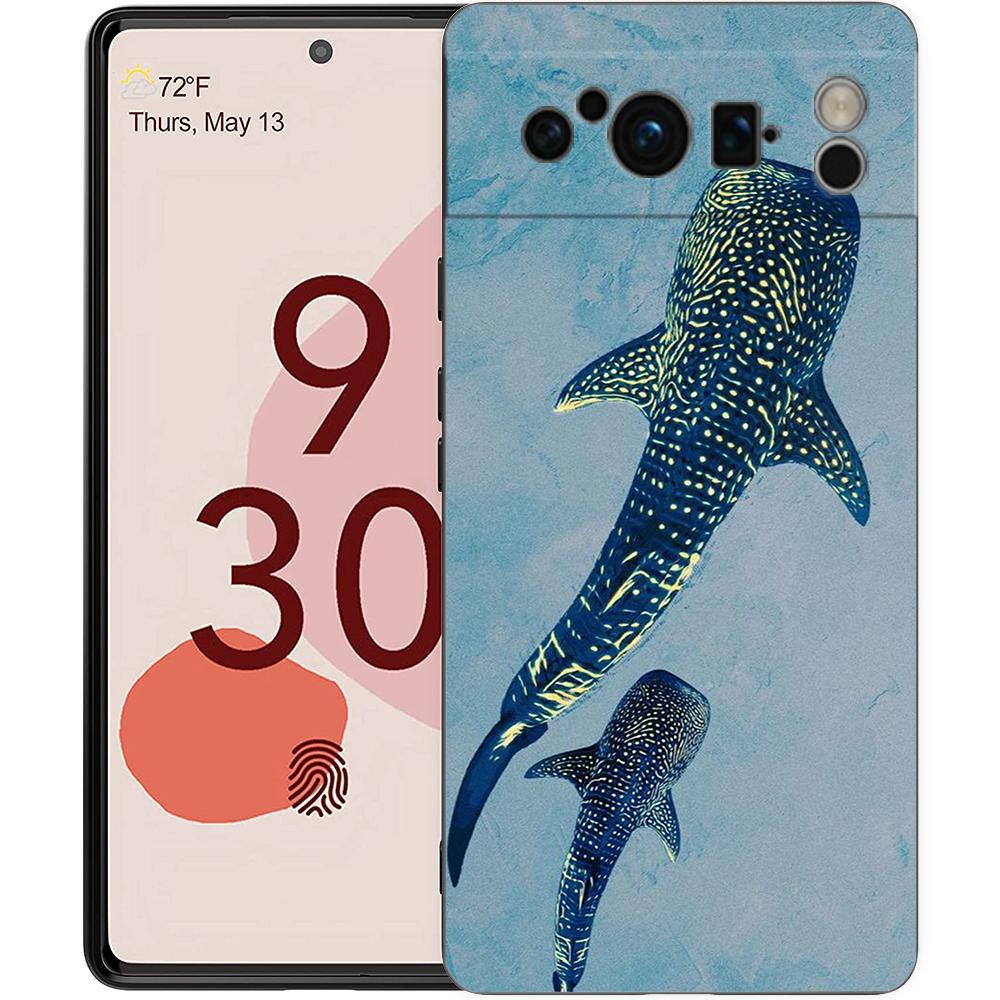 Luxury TPU Phone Case For Google Pixel 9 8 8A 7 7A 6 Pro XL 6A 5G Ocean Whale Shark Swimming Black Soft Back Cover