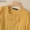 ZANZEA Women Summer Square Collar Casual Short Sleeve Blouse