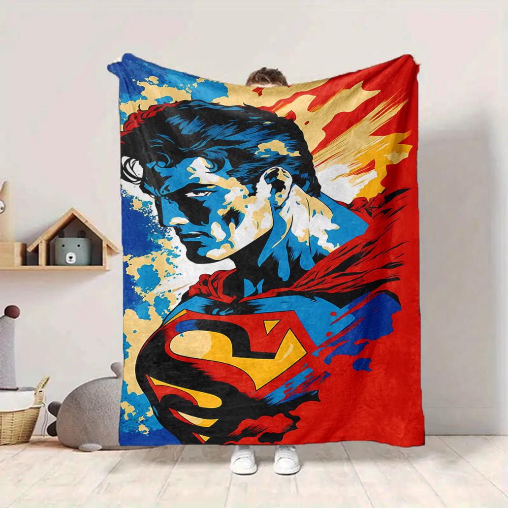 1pc Superhero Flannel Throw Blanket - HD Printed Lightweight Soft Warm All-Season Blanket for Sofa, Bed, Travel058