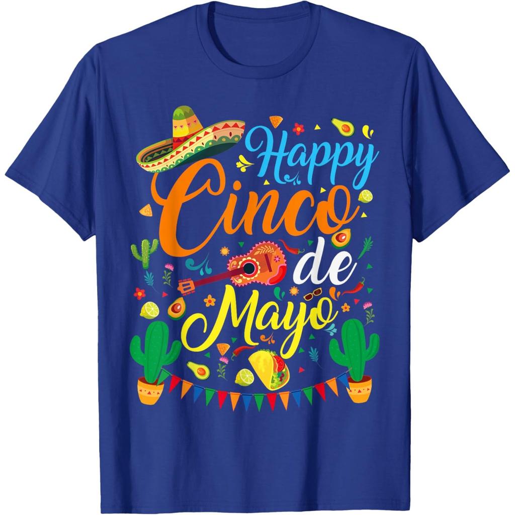 Glücklicher Cinco de Mayo Grafikdruck Herren Damen Baumwoll T-Shirt Lässiges Kurzarm-T-Shirt
