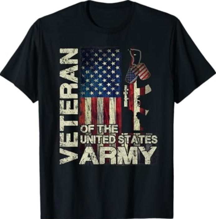 Distressed American Flag US Army Veteran Shirt Gift T-Shirt