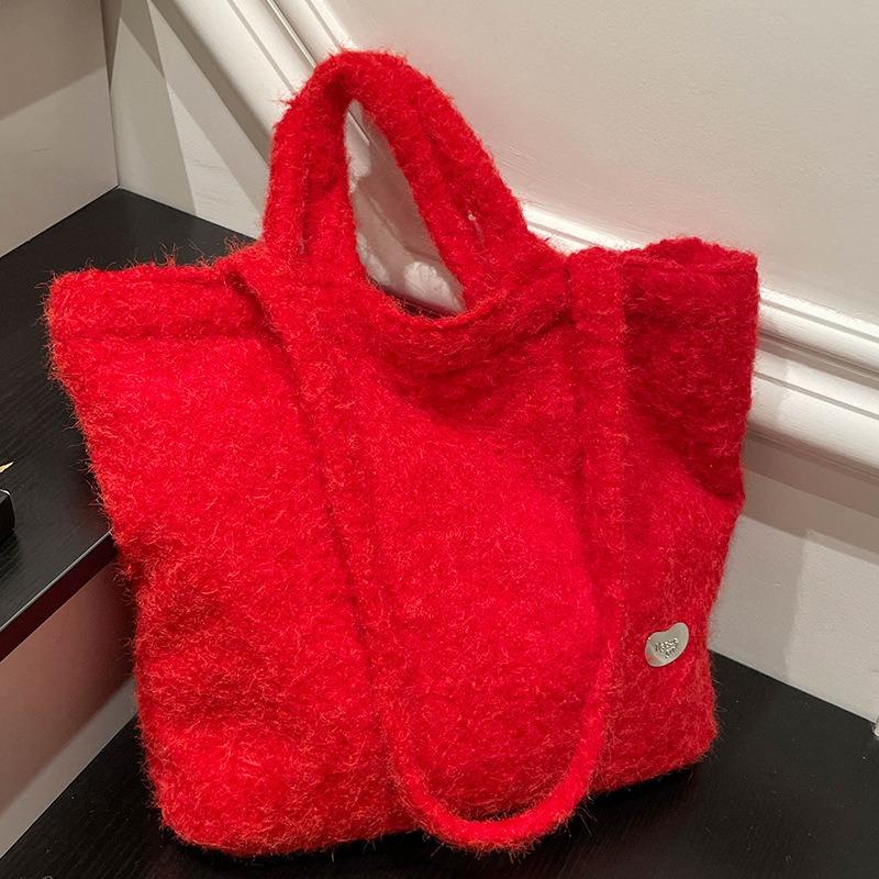 Neue Plüsch-Umhängetasche im Lazy-Wind-Stil, modische Handtasche, lässige Damen-Arbeits-Pendeltasche mit großem Fassungsvermögen