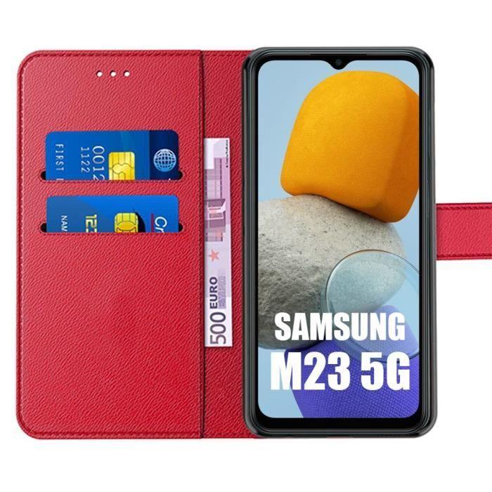 Coque pour Samsung Galaxy M23 5G Fermeture Magnétique Effet Cuir Élégant Rouge