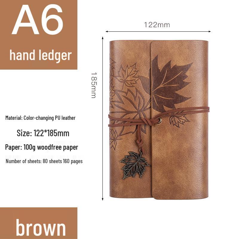 Retro Ribbon Tie Tri-fold Loose-leaf Notebook - Student Travel Notepad & Stamp Book