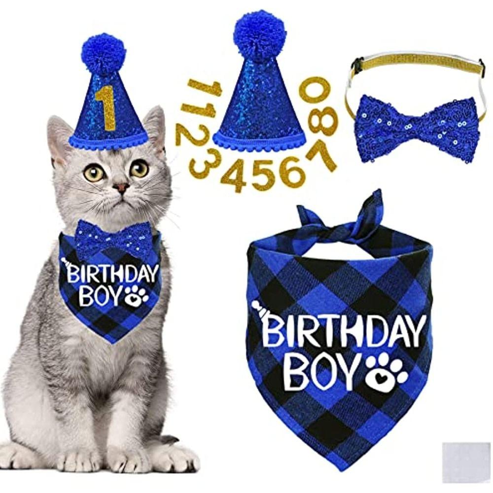 

Модный моющийся воротник с бантом для дня рождения, украшение на день рождения для собаки, шарф для кошки, шляпа для домашнего животного