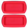 2Pcs Rectangle Silicone Cake Pan Bread Mold Baking Tool 2lb Cake Moulds Accessory Red