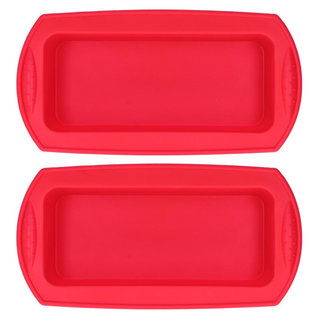2Pcs Rectangle Silicone Cake Pan Bread Mold Baking Tool 2lb Cake Moulds Accessory Red