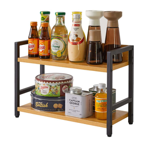 IBUYKE 2-Tier Kitchen Rack, Condiment Storage Rack, Spice Rack, Kitchen Storage, Gap Storage, Counter Shelf, Under the Sink, Bathroom Sink, Easy Assem