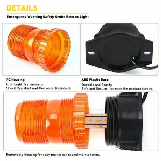 2x Emergency Warning Strobe Lights LED Amber Beacon Flashing Forklift Truck EOA