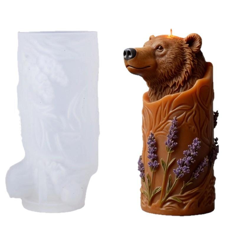 Forest Brown Bear Lavender Candle Silicone Mold DIY Handmade Aromatherapy Gypsum Soap Art Silicone Mold