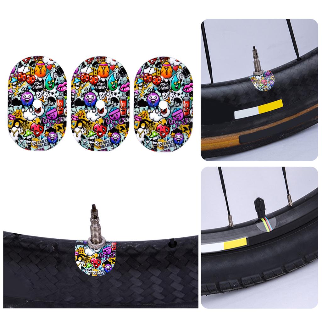 3Pcs Bicycle Tire Valve Sticker Universal Bike Valve Pad Sticker Tire Air Nozzle PVC Sticker Valve Decal Protector Cover