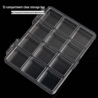 Nail Art Accessories 12-Compartment Transparent Storage Box for Beads and Decorations