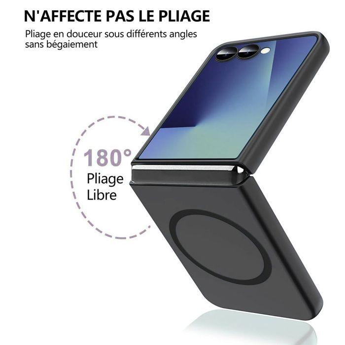 Coque pour Samsung Galaxy Z Flip 8, Antichoc avec Cercle Magnétique - Noir - 2 Verres Trempés