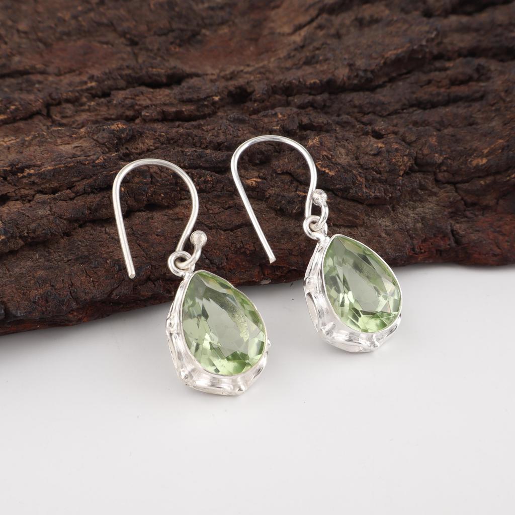 Bijuterii Ametist Verde Cercei Argint Sterling 925, Bijuterii Cercei cu Piatră Prețioasă, Bijuterii Handmade Cadou Pentru Mamă