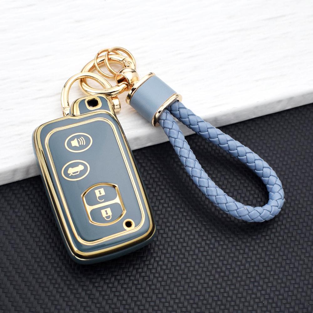 4 Buttons Tpu Car Key Case For Toyota Rav4 Highlander Camry Avalon Prius Alpha Aqua Land Cruiser Auris Key Cover With Key Chain