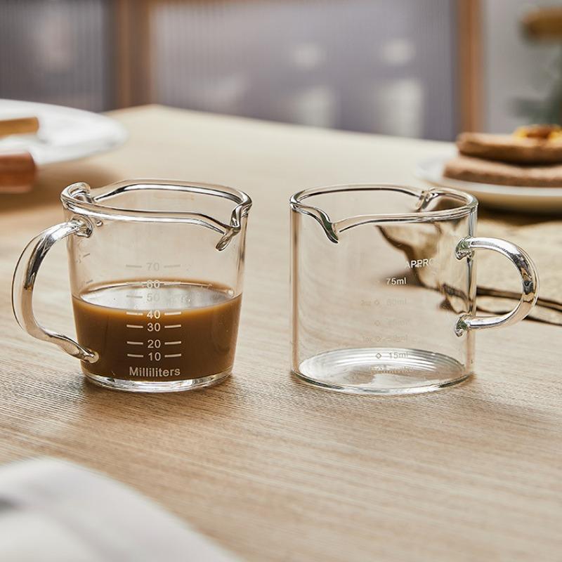 70ml ESPRESSO Heat-resistant Glass Measuring Cup Kitchen Clip for Espresso Double Mouthed Cups