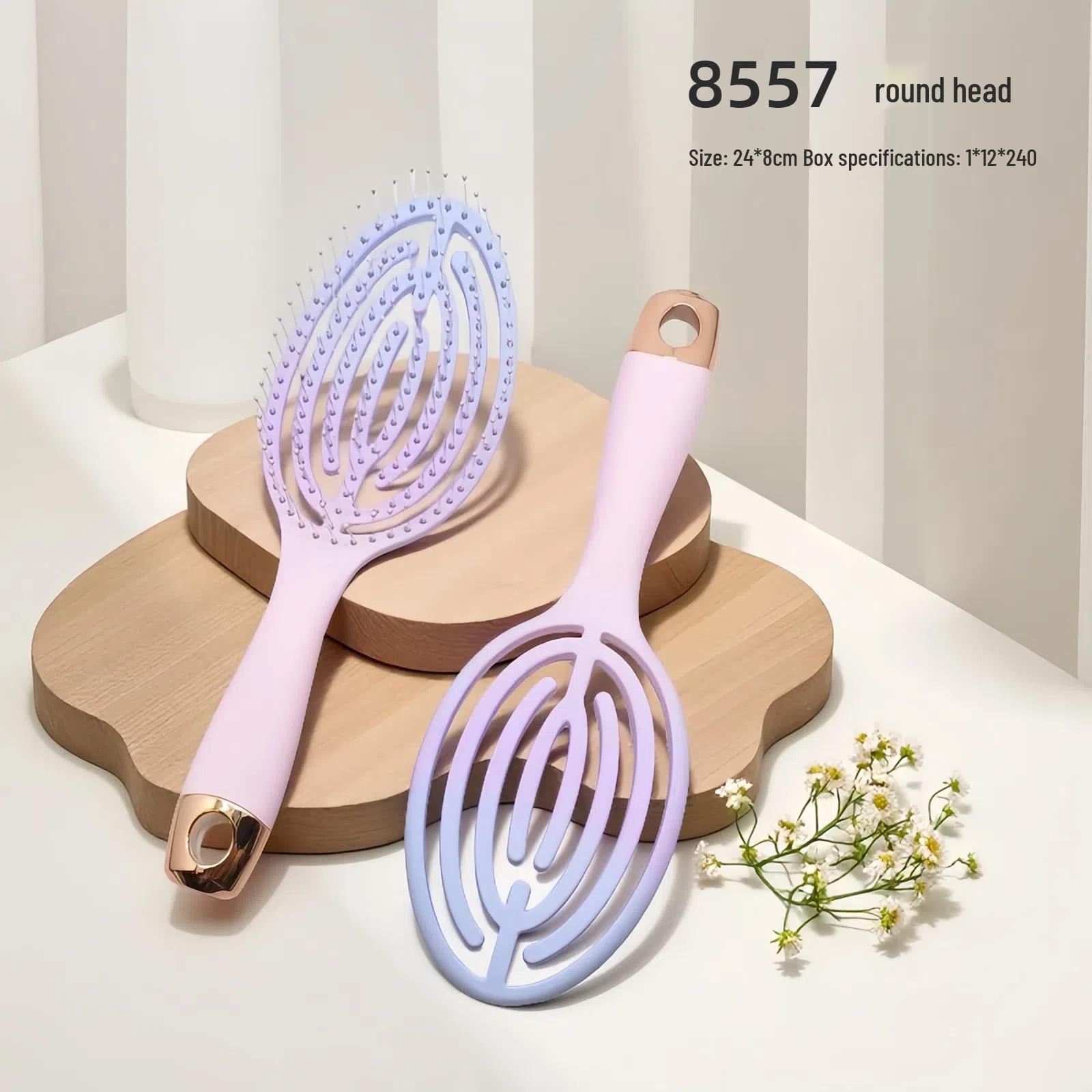 Hollow-Out Rib Macaron Hair Comb: Volumizing, Straightening & Styling for Wet/Dry Use