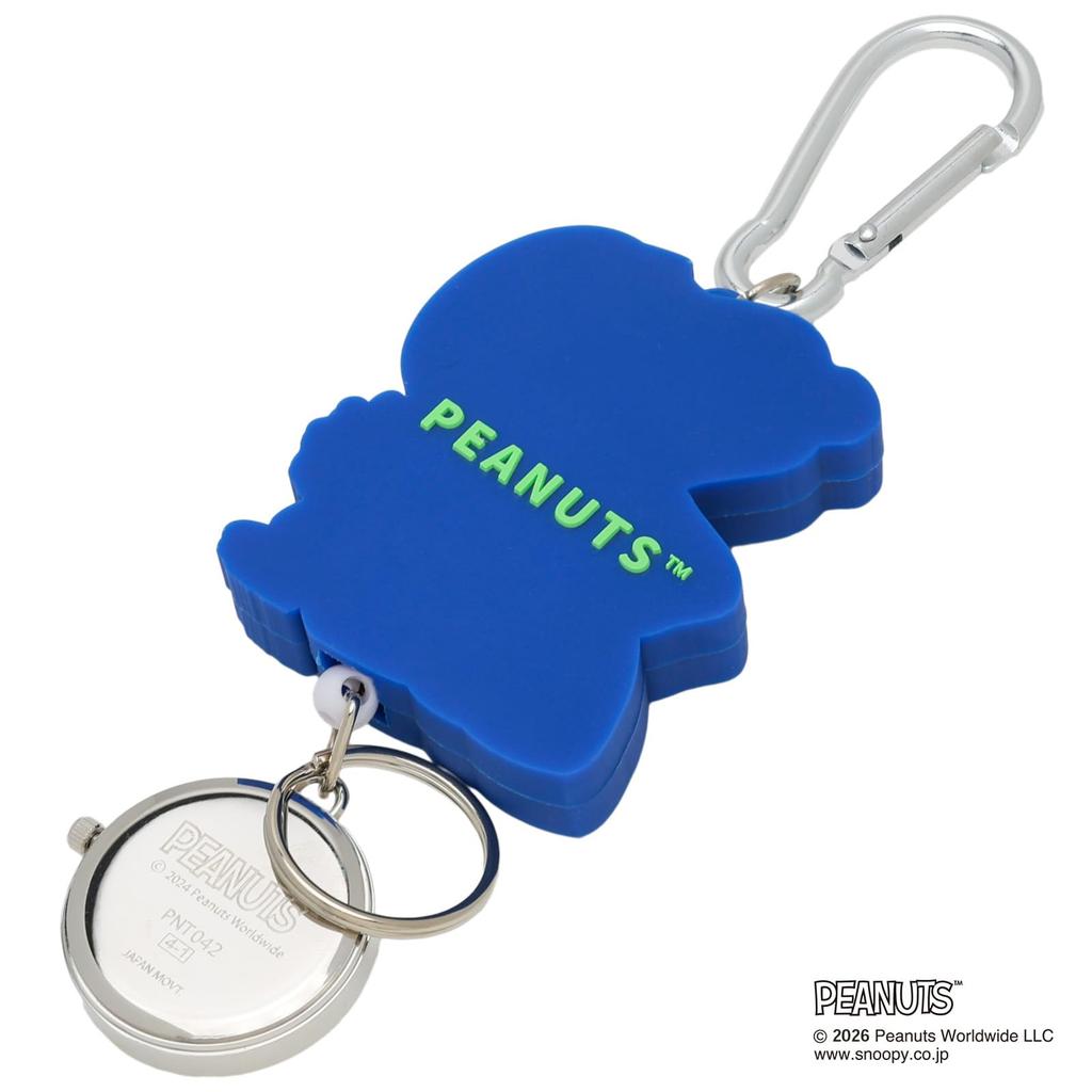 Fieldwork Pocket Watch Analog Snoopy Goods Keychain Reel Carabiner Included Snoopy Peanuts Character Navy (Fieldwork) Women's
