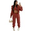 Womens 2026 Warm Fleece-Lined Hooded Sweatshirt Set 3-Piece Casual Streetwear Outfit In Pink Orange Gray Black Brown Khaki