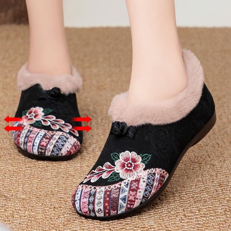 Womens Winter Snow Boots Fleece Lined Warm Short Plus Size Ethnic Style