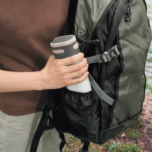 Kakusei MF-38W Mindfree 380ml White Water Bottle with Double Vacuum Wall, Insulates for Hot or Cold Drinks, One-Touch Opening with Handle, Rust-Resist