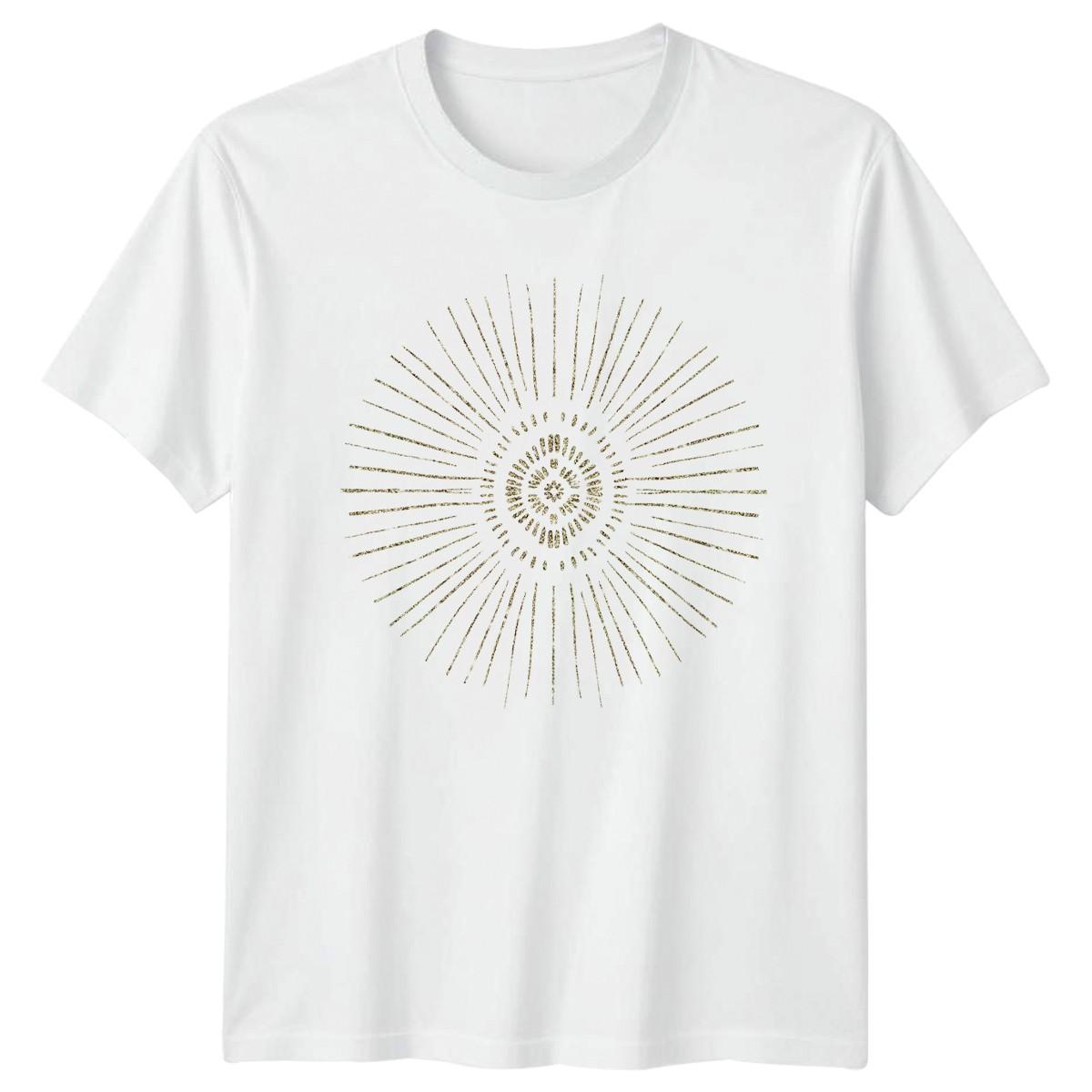 Distressed Gold Sunburst Abstract Minimalist T-Shirt Boho Christmas Gift XXXL