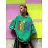Ein lebendiger Blume des Lebens Druck Damen Washed T-Shirt Baumwolle Lässiges T-Shirt Locker Kurzarm Vintage Sommerkleidung