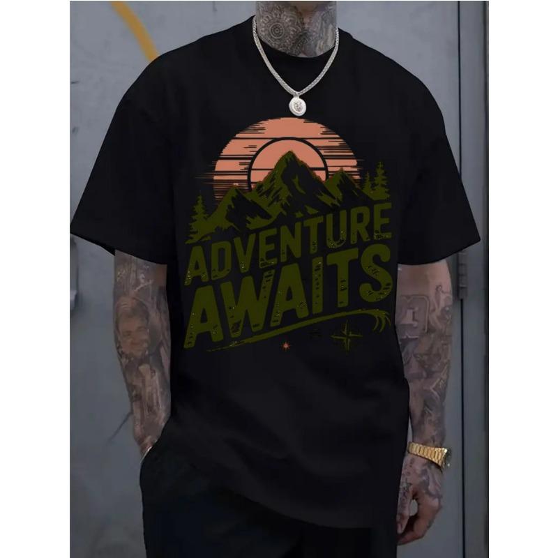 European sizes Men's Casual Sportswear Short-sleeved Shirt, Trendy 2D Printed Pattern, Stretchy and Comfortable