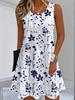 Women's Floral  Dress Navy Blue Floral Print White Dresses Woman Summer Female Clothing Y2k Clothes Woman Costume Tops