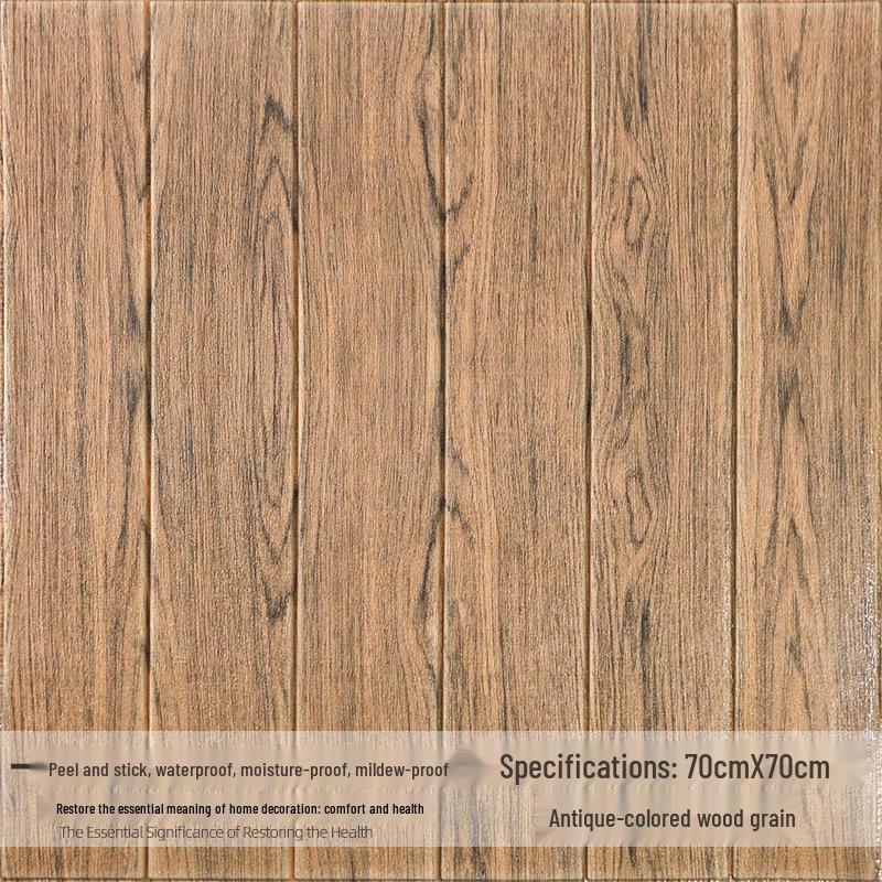 Adesivo da Parete 3D Effetto Legno: Pannello in Schiuma Morbido e Impermeabile per Decorazione di Soffitto e Parete del Soggiorno