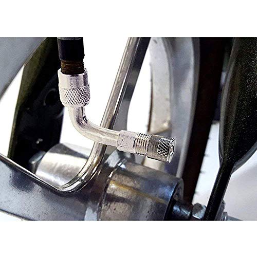 YFFSFDC Przedłużka 90° w kształcie litery L Zawór powietrzny do motorowerów, Zawór powietrzny do roweru, Rower, Zawór typu amerykańskiego, Zestaw 2 szt., Srebrny