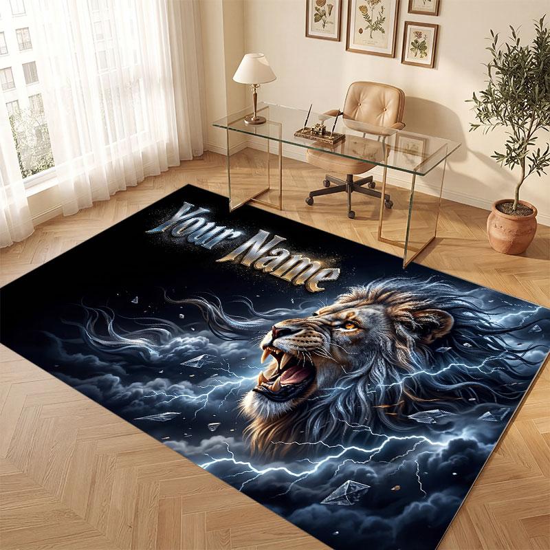 Animals Theme Crystal Velvet Floor Rug Personalized Custom Name Text Warm Carpet Home Decoration