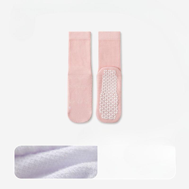 Female Autumn Yoga Non Slip Indoor Pilates Fitness Towel Bottom Shock Absorptiveperspiration Tube Cotton Socks