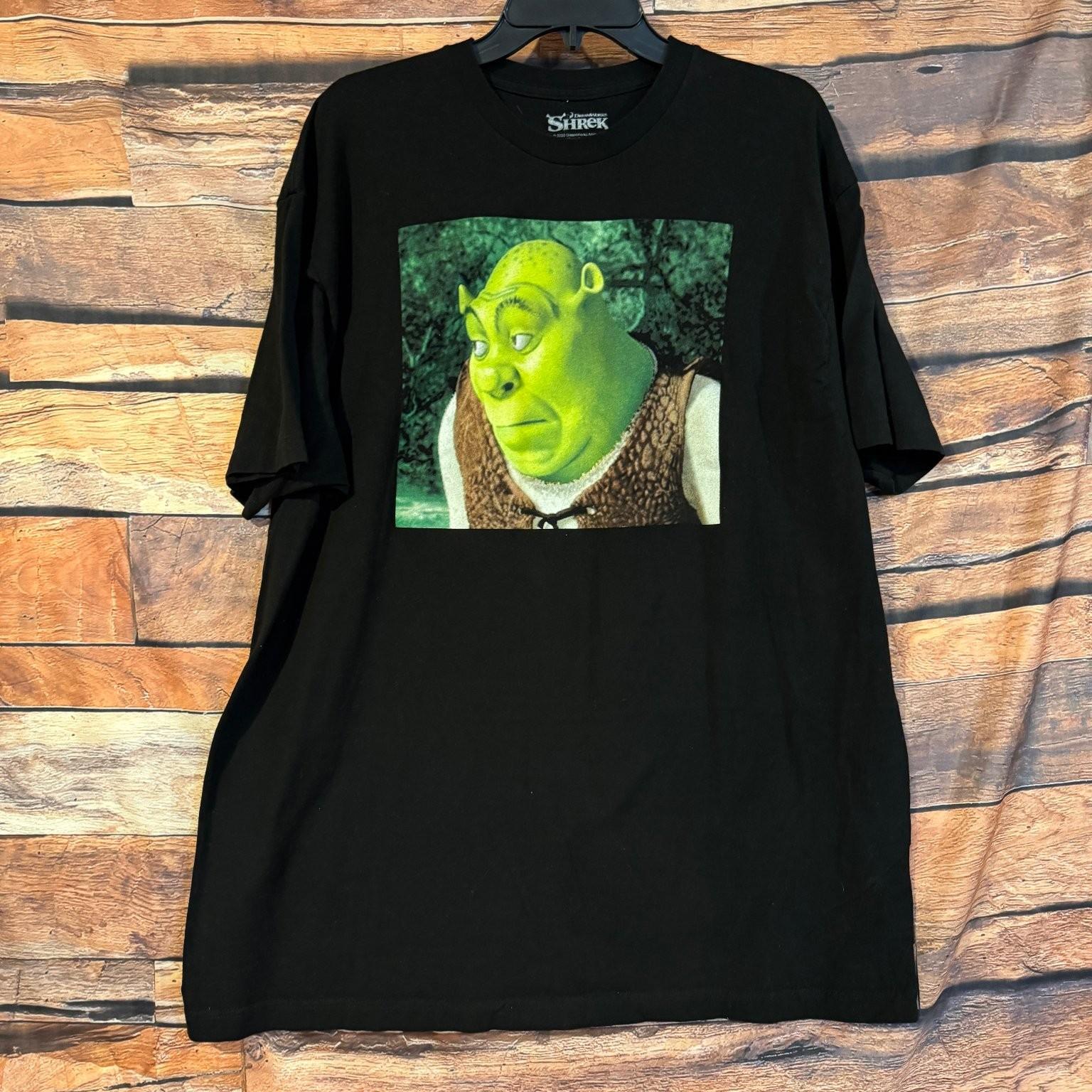 Shrek Men s Black 2XL DreamWorks Ogre Face Graphic Cotton Tee Unisex T-Shirt XXXXL