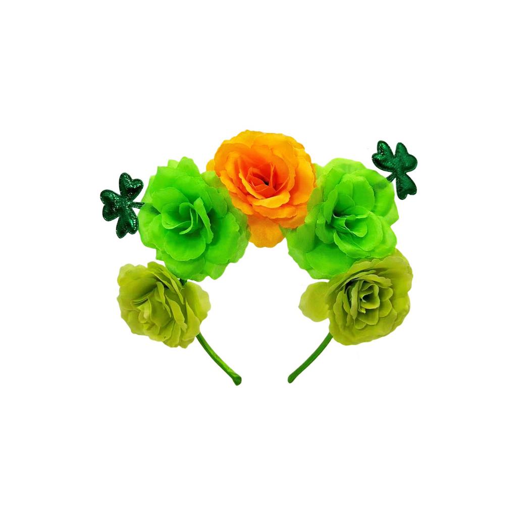 New Irish Day Headband Clover Rose Headband St. Patrick's Day Carnival Party Headpiece