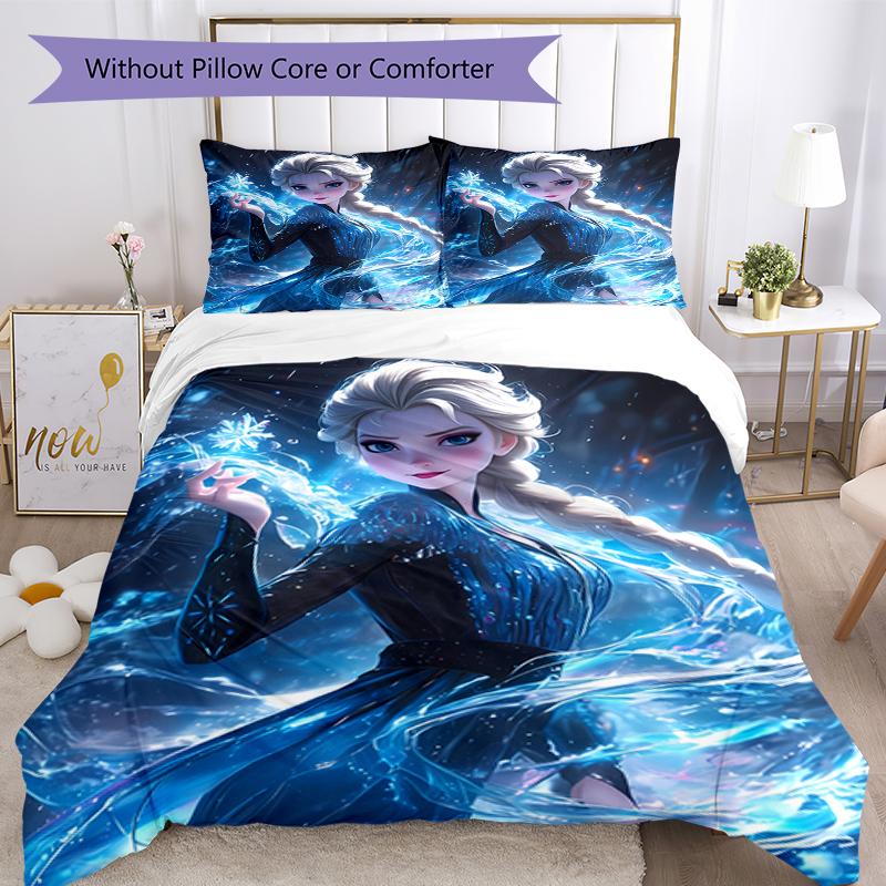 3pcs Elsa Bedding Set Duvet Cover Closure Includes 1 Duvet Cover & 2 Pillowcases, Soft and Comfortable for All Seasons.